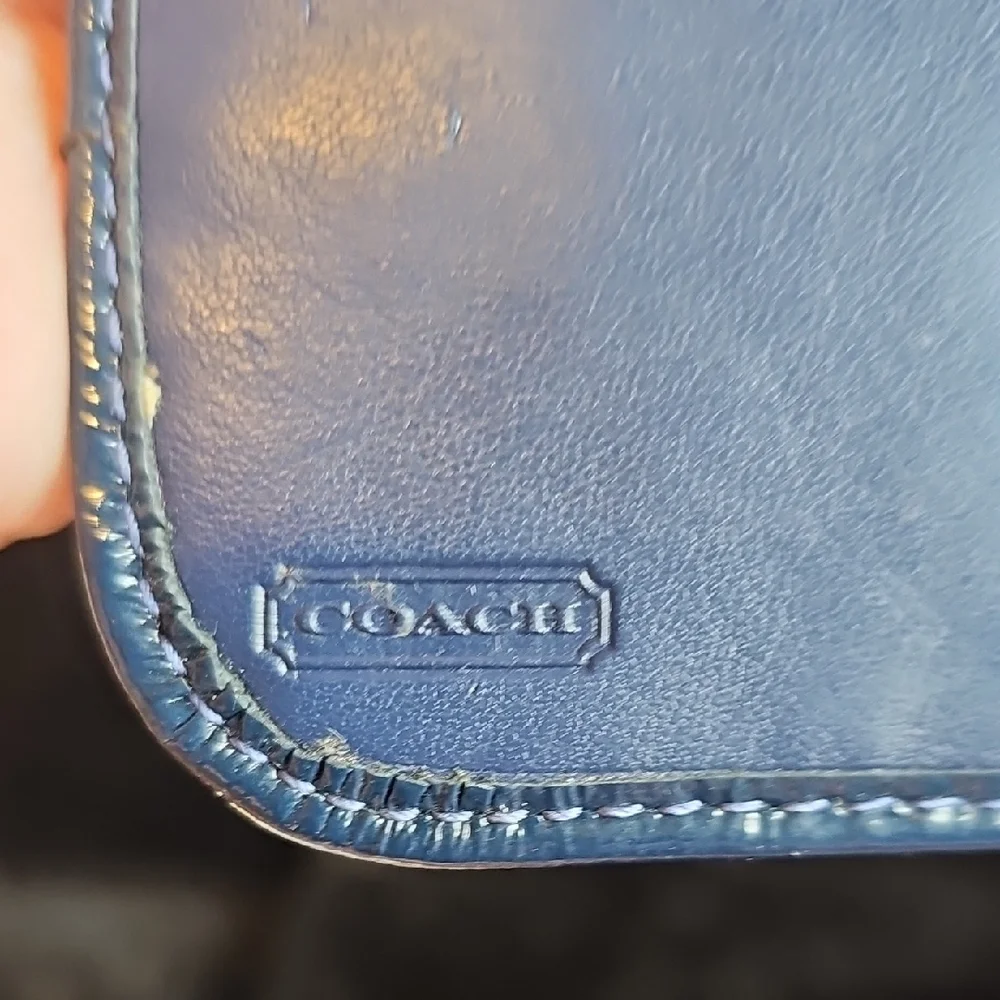 Coach Shiny Blue Leather Wallet - Picture 7 of 8
